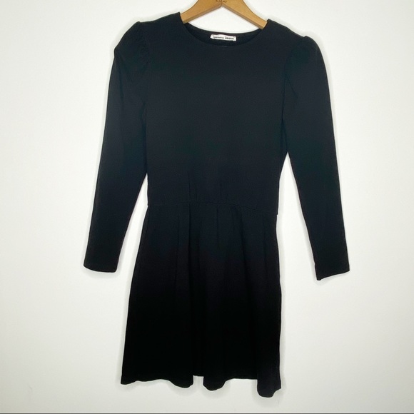 Reformation Dresses & Skirts - Reformation Jeans size Small Long Sleeve Knit Dress Black Puff Shoulder